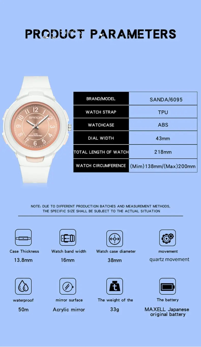 Sanda Quartz Watch for Men Women White Rose Dial — feature 26