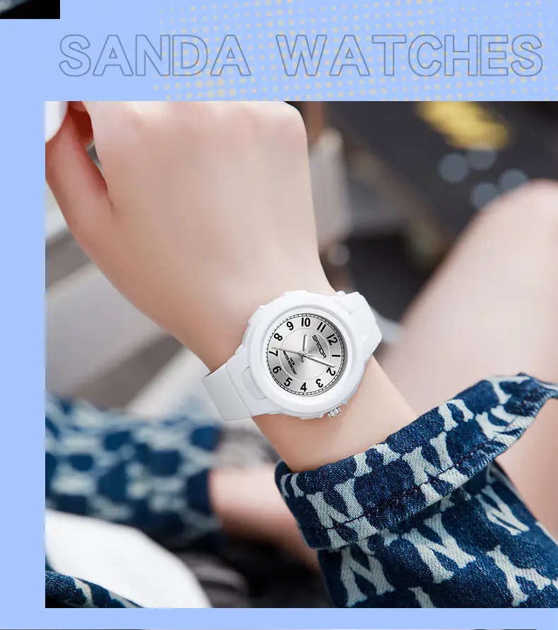 Sanda Quartz Watch for Men Women White Rose Dial — feature 7