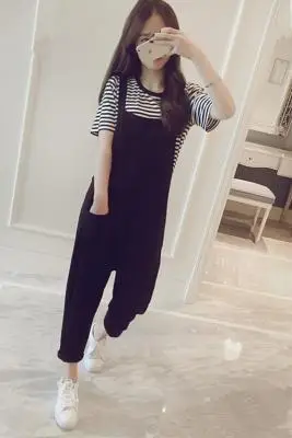 2025 Korean Style Women's Black Overalls Set - Image 4