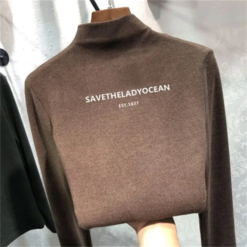 Women Velvet Turtleneck Bottom Shirt Winter Innerwear - Image 5