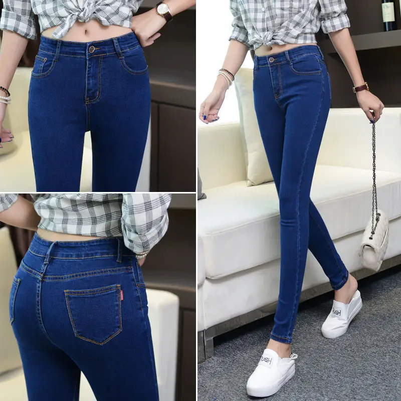 Women Slim Fit Jeans Black Large Size Stretch Pants - Image 5