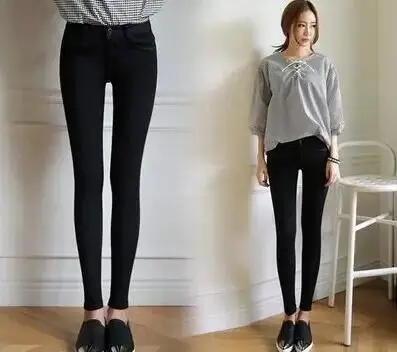 Women Slim Fit Jeans Black Large Size Stretch Pants - Image 8