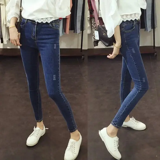 Women Slim Fit Jeans Black Large Size Stretch Pants - Image 3