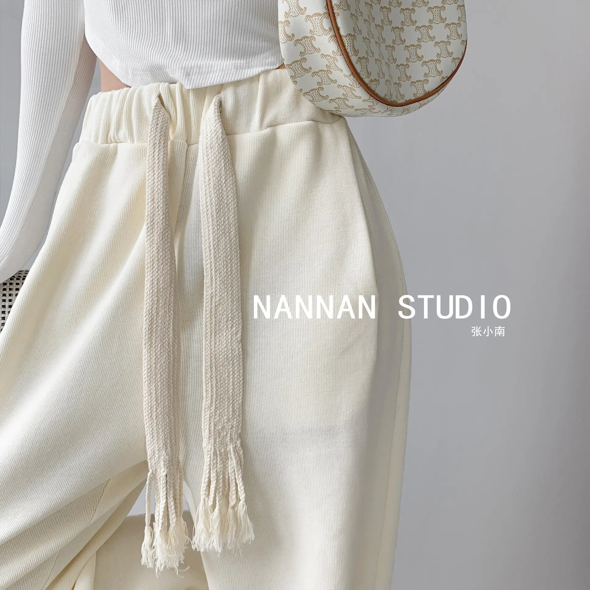 Women's White Loose Trousers with Long Sleeve Top 2022 Spring