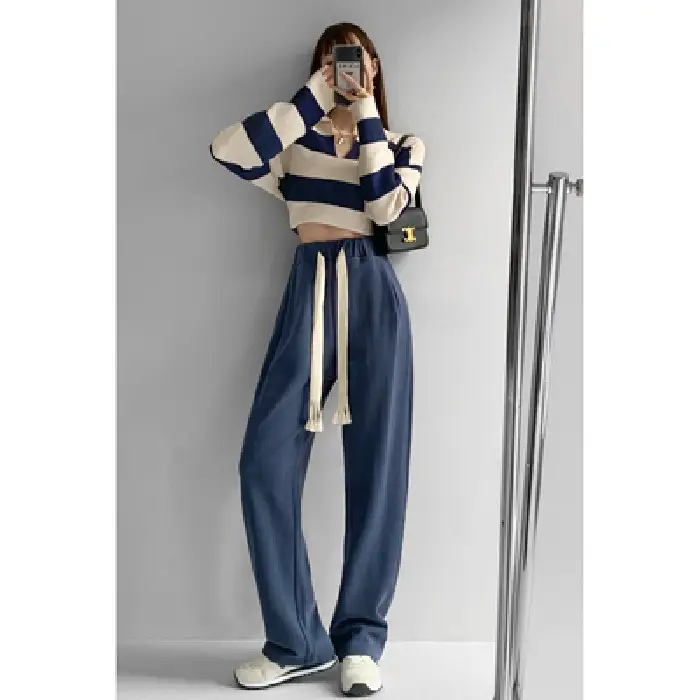 Women's White Loose Trousers with Long Sleeve Top 2022 Spring