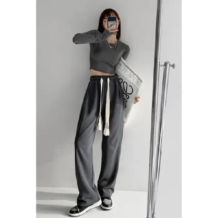 Women's White Loose Trousers with Long Sleeve Top 2022 Spring
