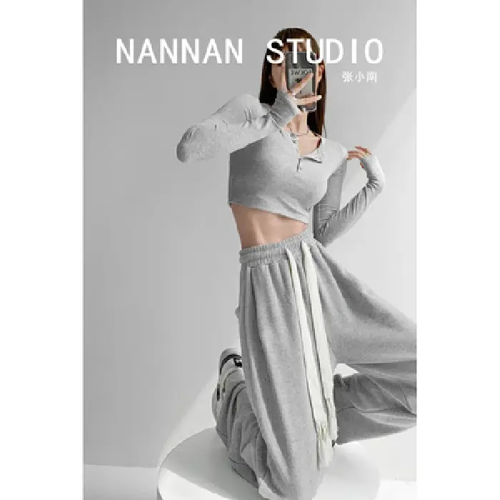 Women's White Loose Trousers with Long Sleeve Top 2022 Spring