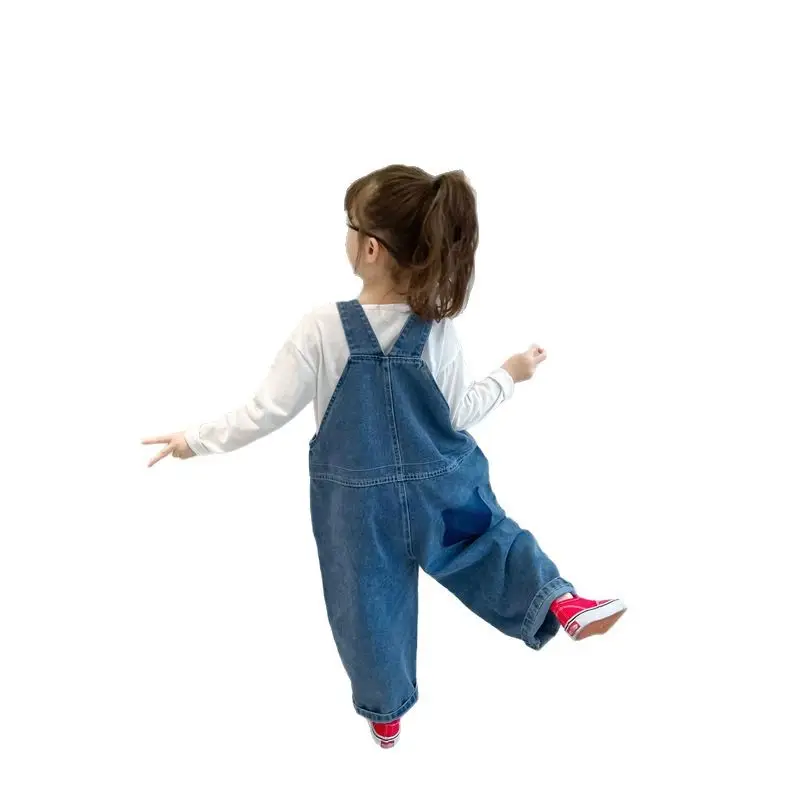 Kids Denim Strap Pants 2022 Spring Korean Style