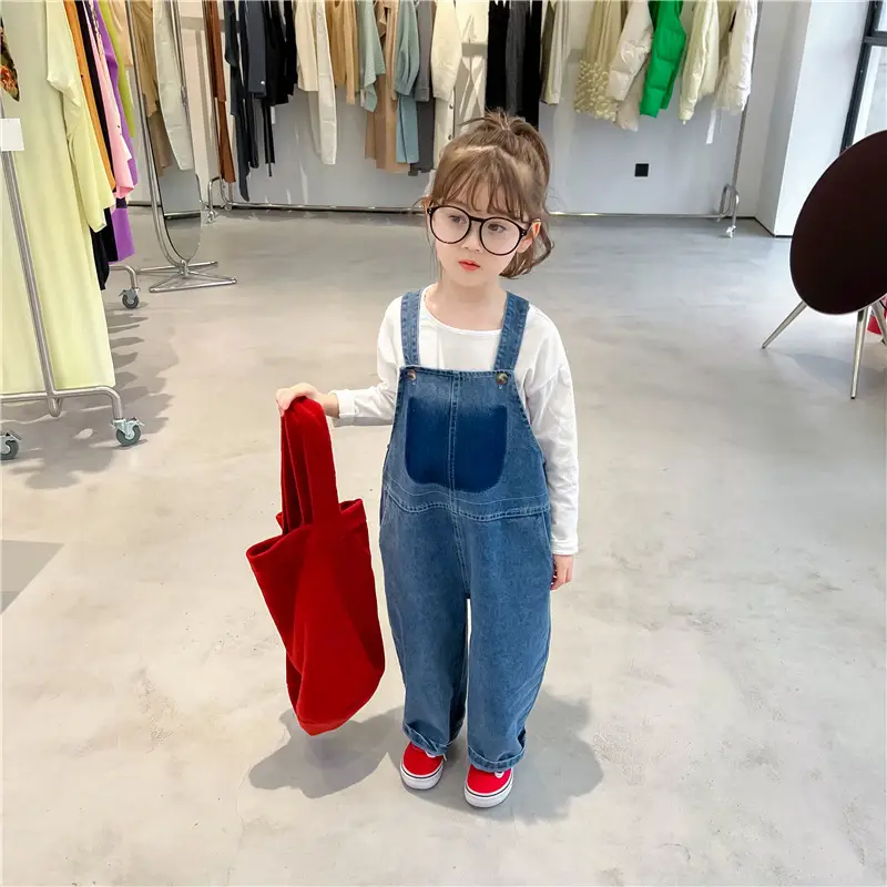Kids Denim Strap Pants 2022 Spring Korean Style — feature 10