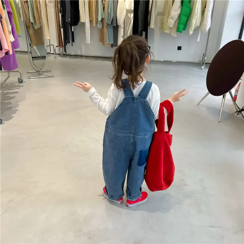 Kids Denim Strap Pants 2022 Spring Korean Style — feature 15
