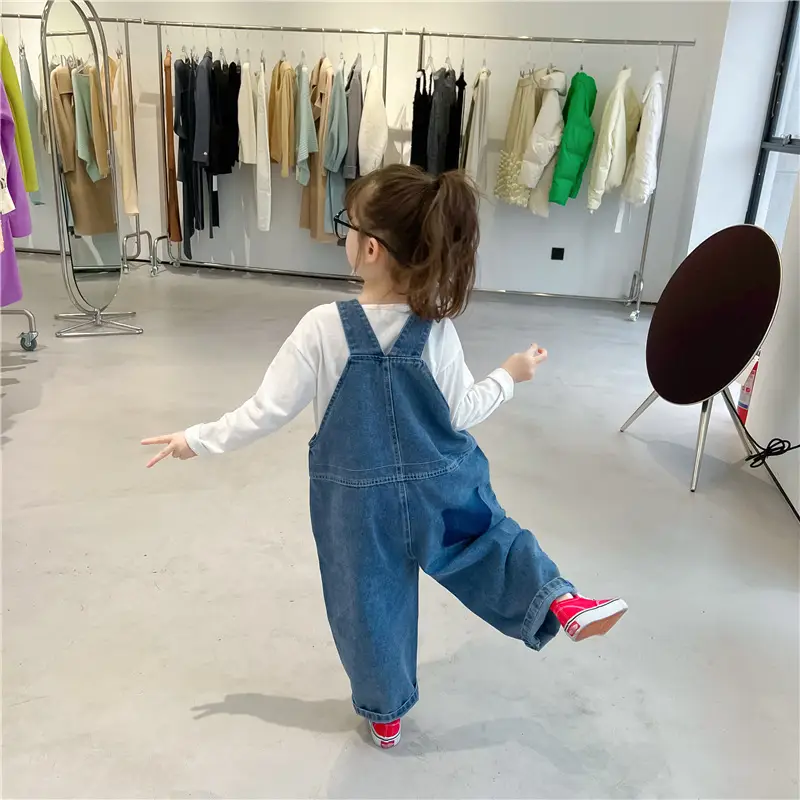 Kids Denim Strap Pants 2022 Spring Korean Style — feature 16