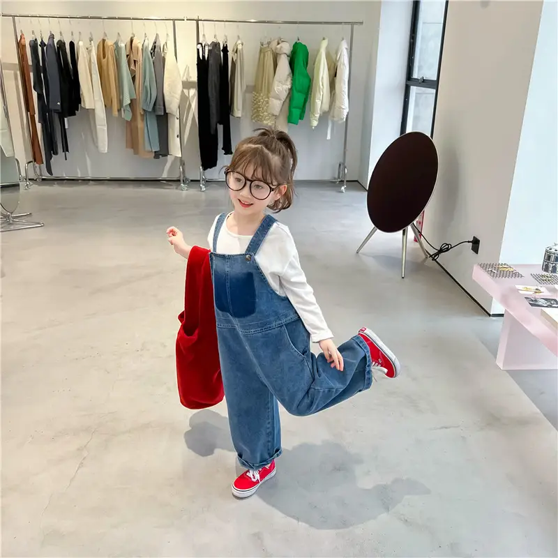Kids Denim Strap Pants 2022 Spring Korean Style — feature 5
