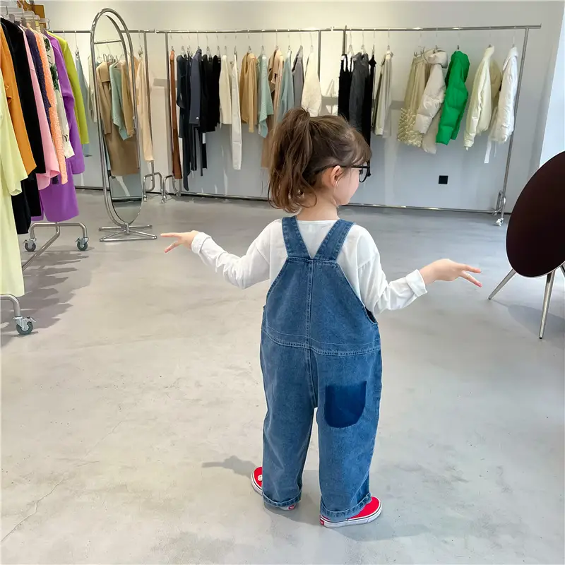 Kids Denim Strap Pants 2022 Spring Korean Style — feature 8