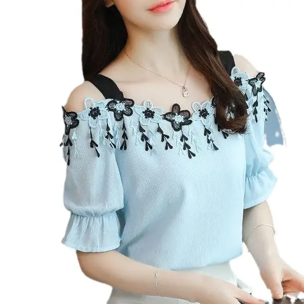 Red Off-Shoulder Strapless Chiffon Top for Women