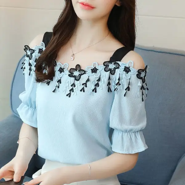 Red Off-Shoulder Strapless Chiffon Top for Women