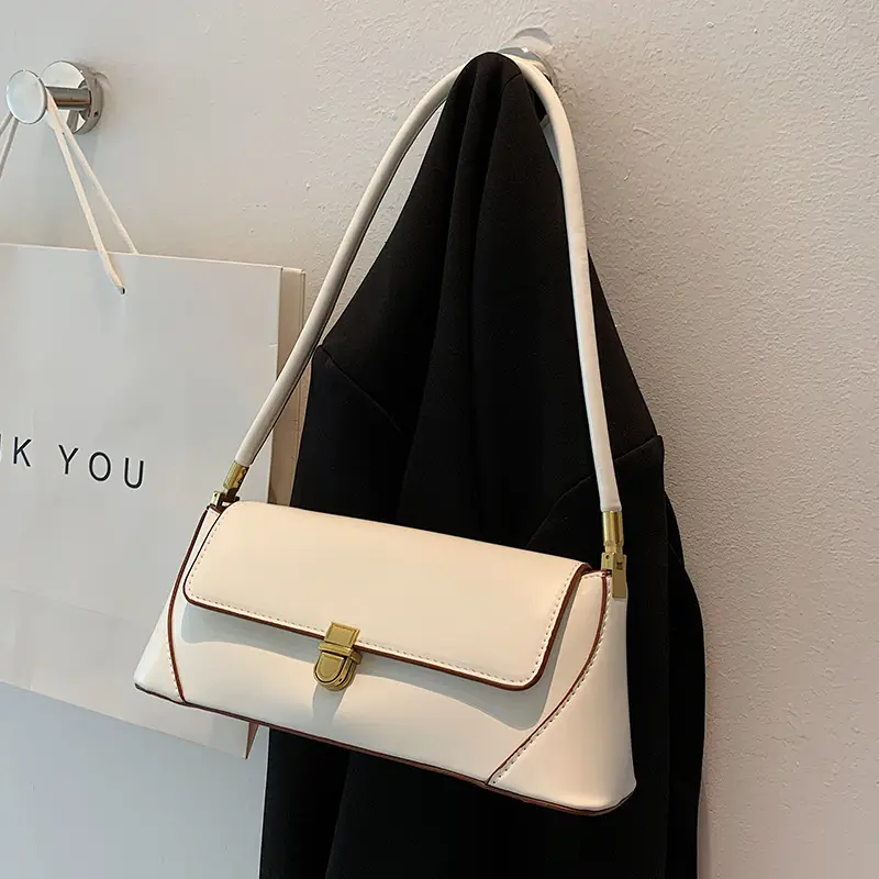 Women's French Style Shoulder Bag Brown Leather Square Design