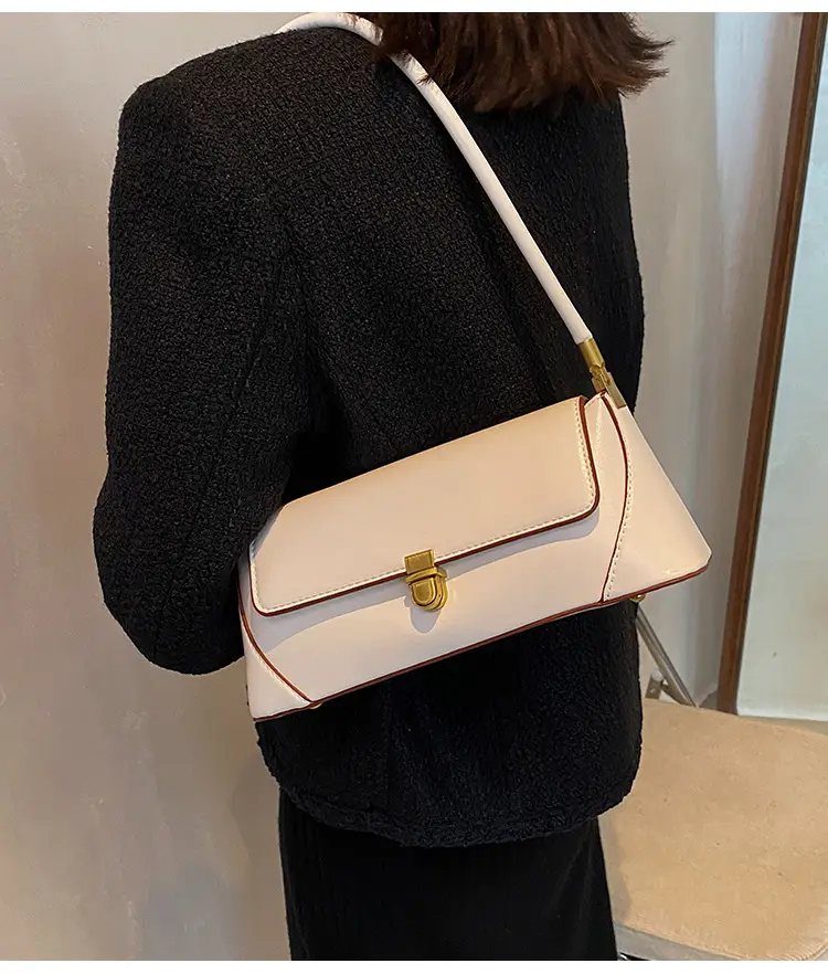 Women's French Style Shoulder Bag Brown Leather Square Design — feature 25
