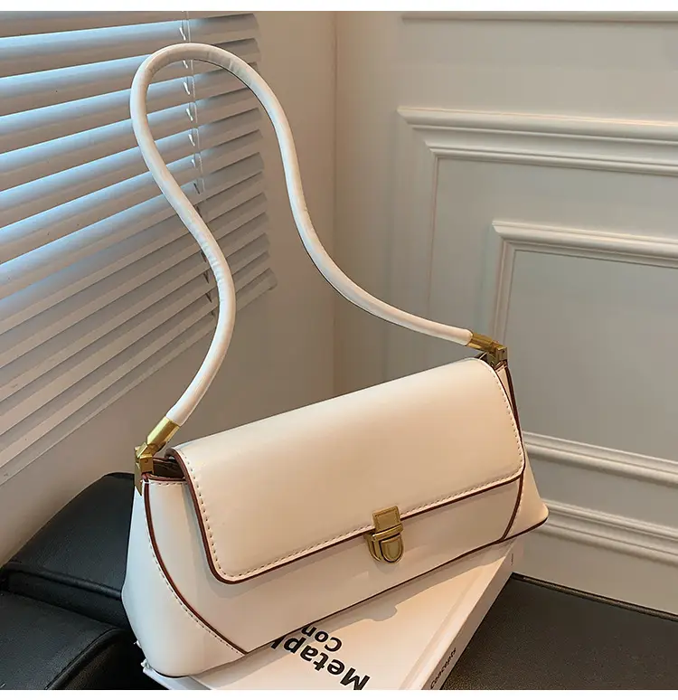 Women's French Style Shoulder Bag Brown Leather Square Design — feature 34