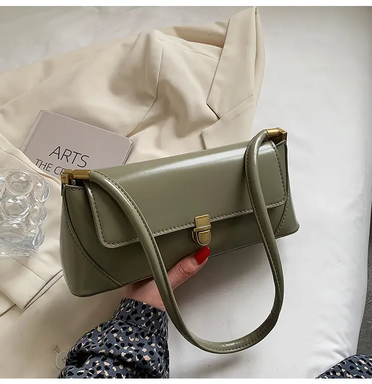 Women's French Style Shoulder Bag Brown Leather Square Design — feature 35