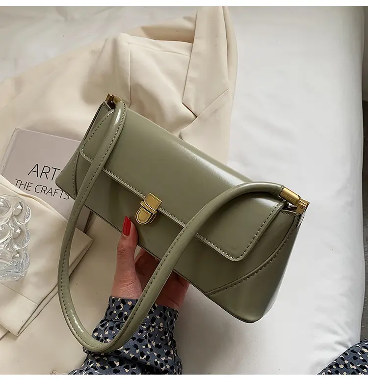 Women's French Style Shoulder Bag Brown Leather Square Design — feature 36