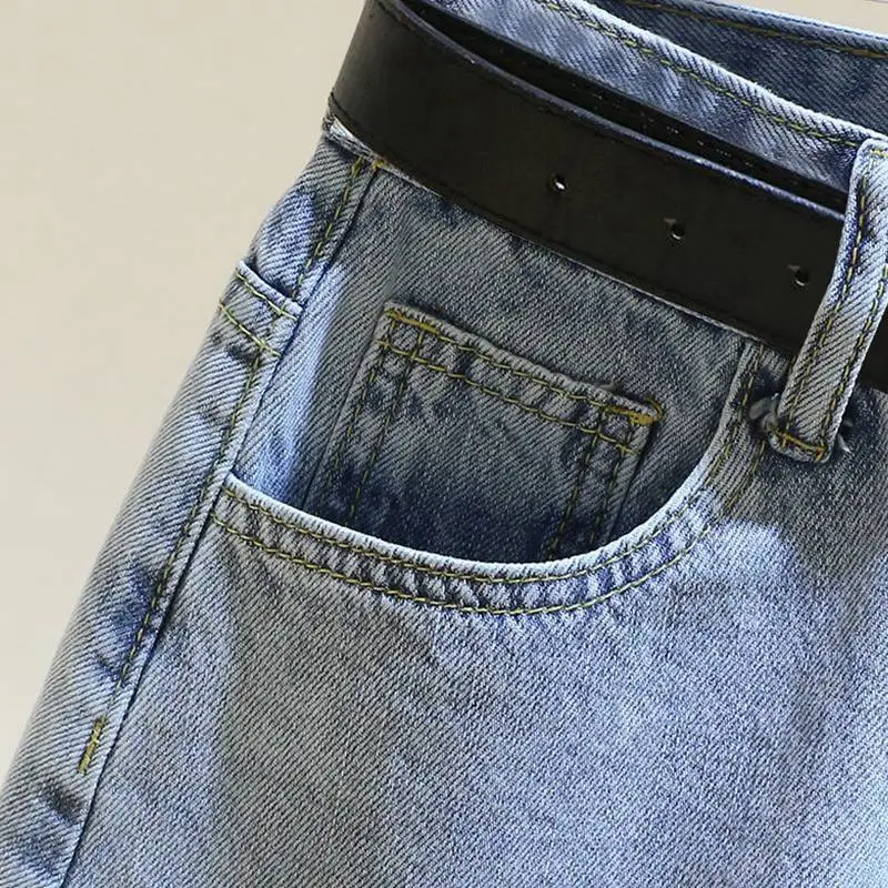 Summer Denim Shorts High Waist Curling Belt - Image 9