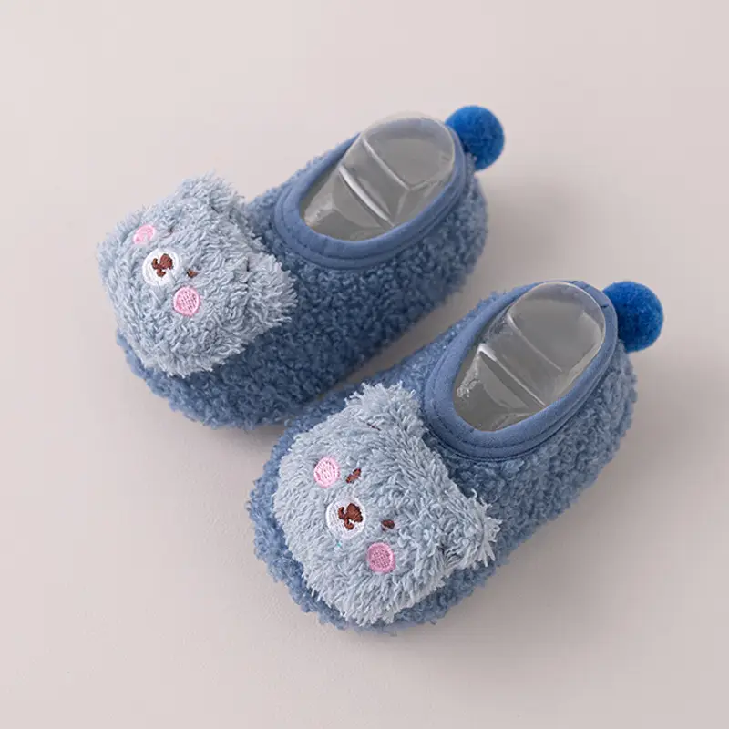 Cute Bear Design Baby Floor Socks Fleece Lined Winter Soft