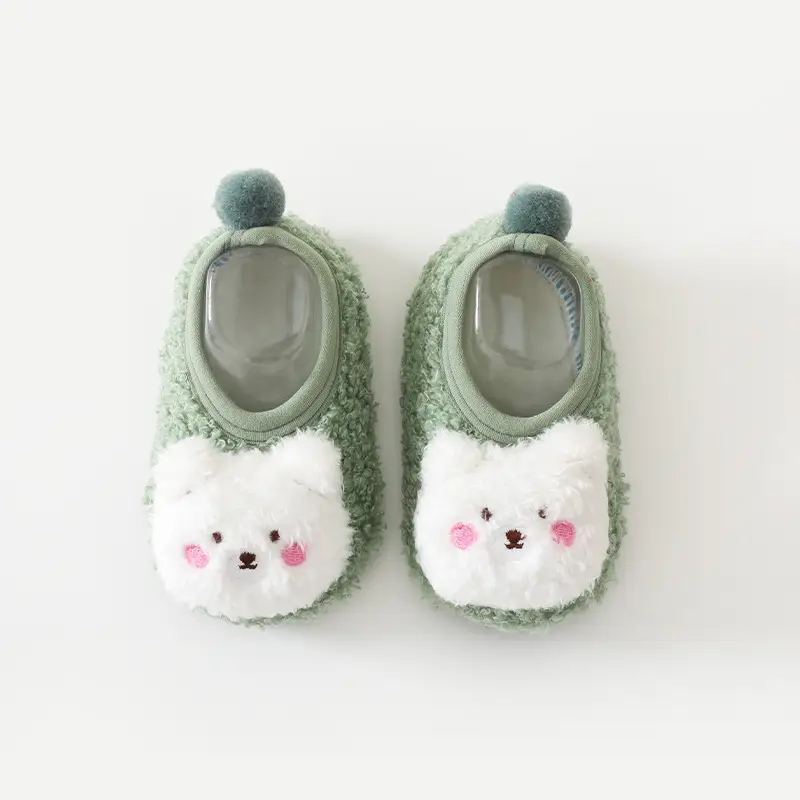 Cute Bear Design Baby Floor Socks Fleece Lined Winter Soft