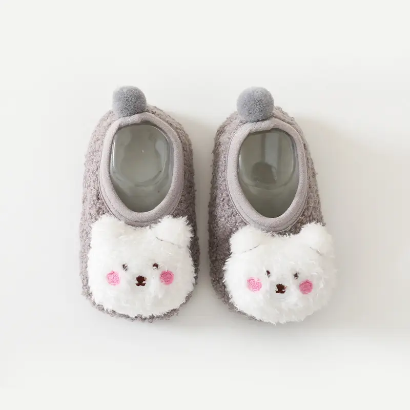 Cute Bear Design Baby Floor Socks Fleece Lined Winter Soft