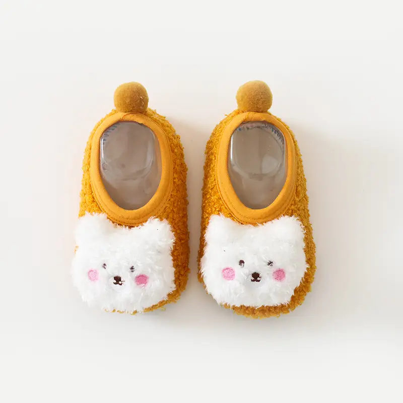 Cute Bear Design Baby Floor Socks Fleece Lined Winter Soft