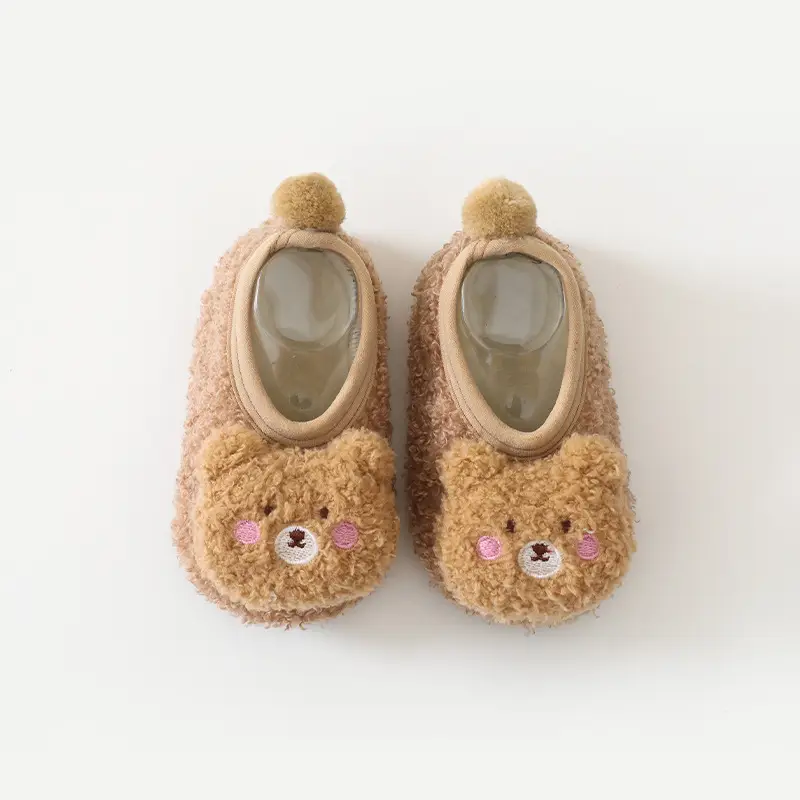 Cute Bear Design Baby Floor Socks Fleece Lined Winter Soft