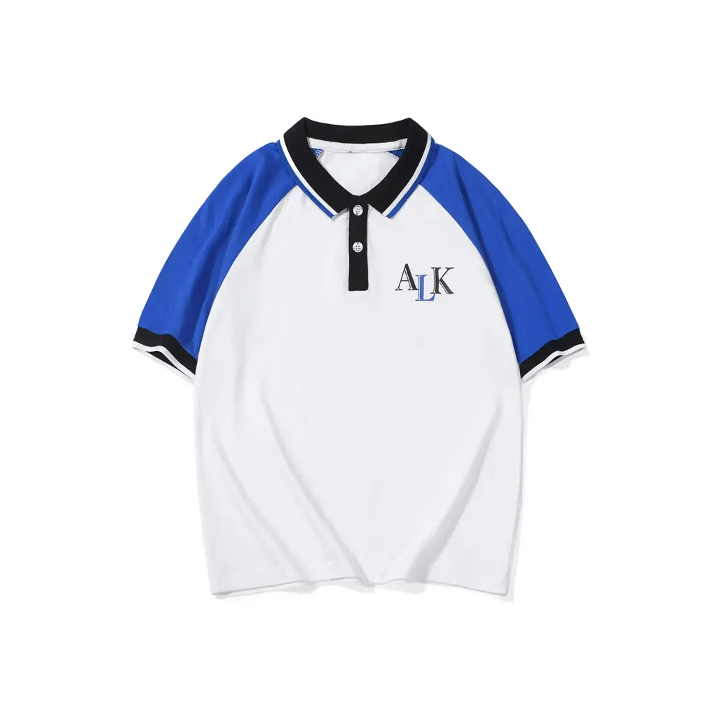 Kids Korean Style Lapel Polo Top Red White Blue Black