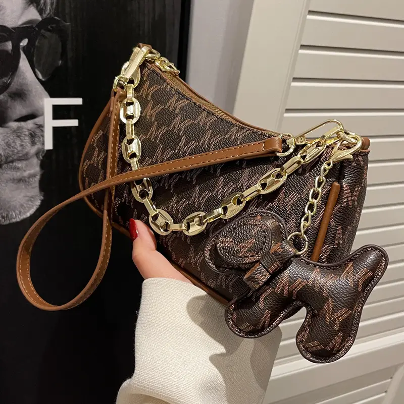 Women's Chain Shoulder Bag Black Gold Plated 2021