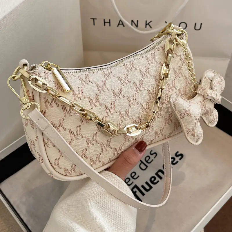 Women's Chain Shoulder Bag Black Gold Plated 2021