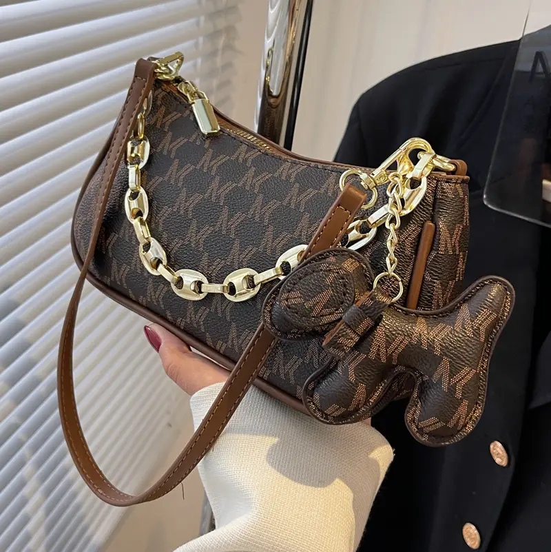 Women's Chain Shoulder Bag Black Gold Plated 2021