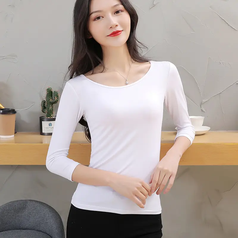 Women Grey Round Neck 3/4 Sleeve Pullover Top - Image 3