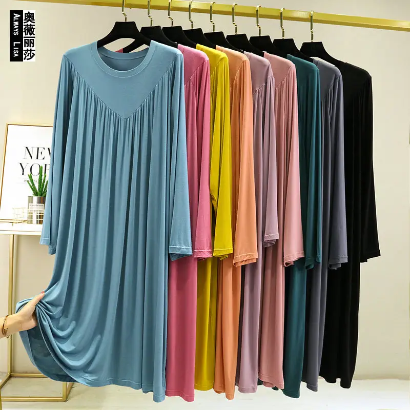 Long Sleeve V-Neck Dress Green Modal Cotton - Image 10
