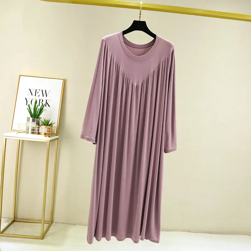 Long Sleeve V-Neck Dress Green Modal Cotton - Image 7