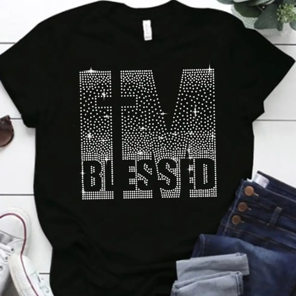 Blue Beaded Diamond Round Neck T-Shirt - Image 9