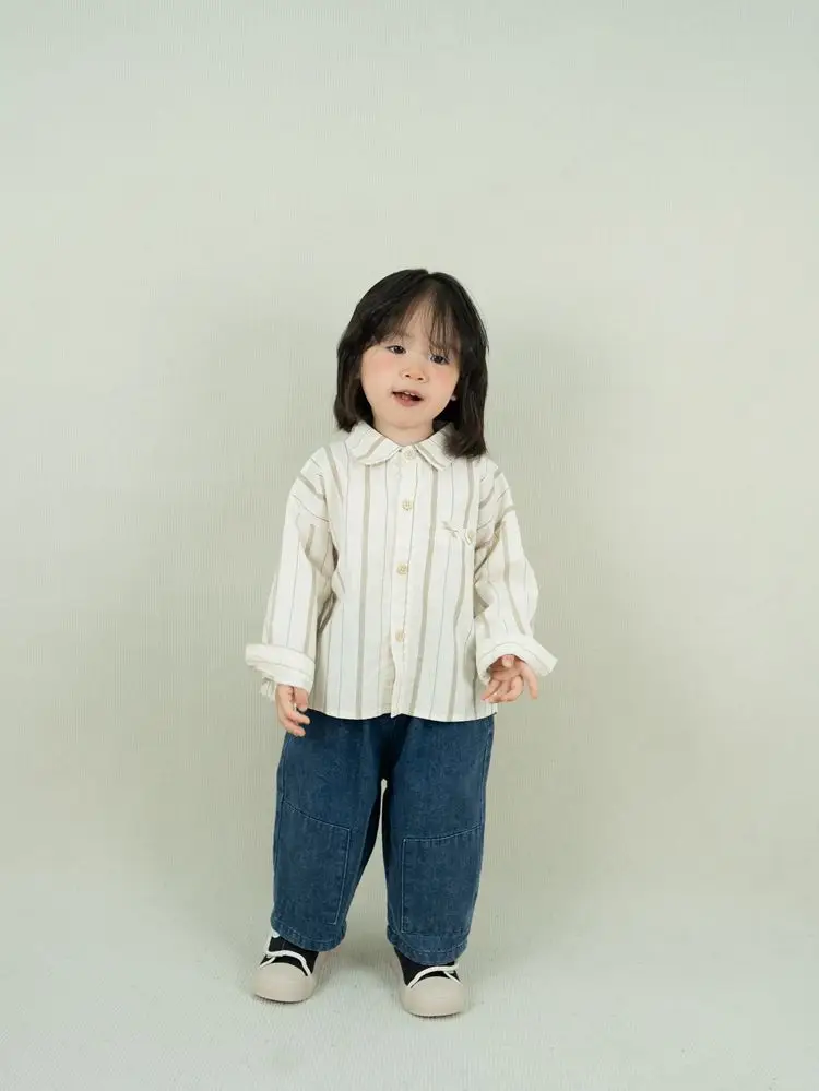 Japanese Style Striped Shirt for Boys Girls Spring New Korean Style Lapel Cardigan Set — feature 13