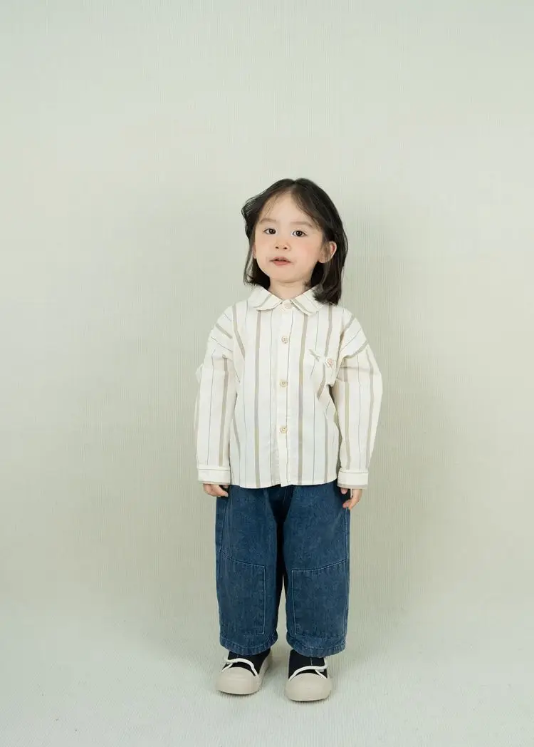 Japanese Style Striped Shirt for Boys Girls Spring New Korean Style Lapel Cardigan Set — feature 16