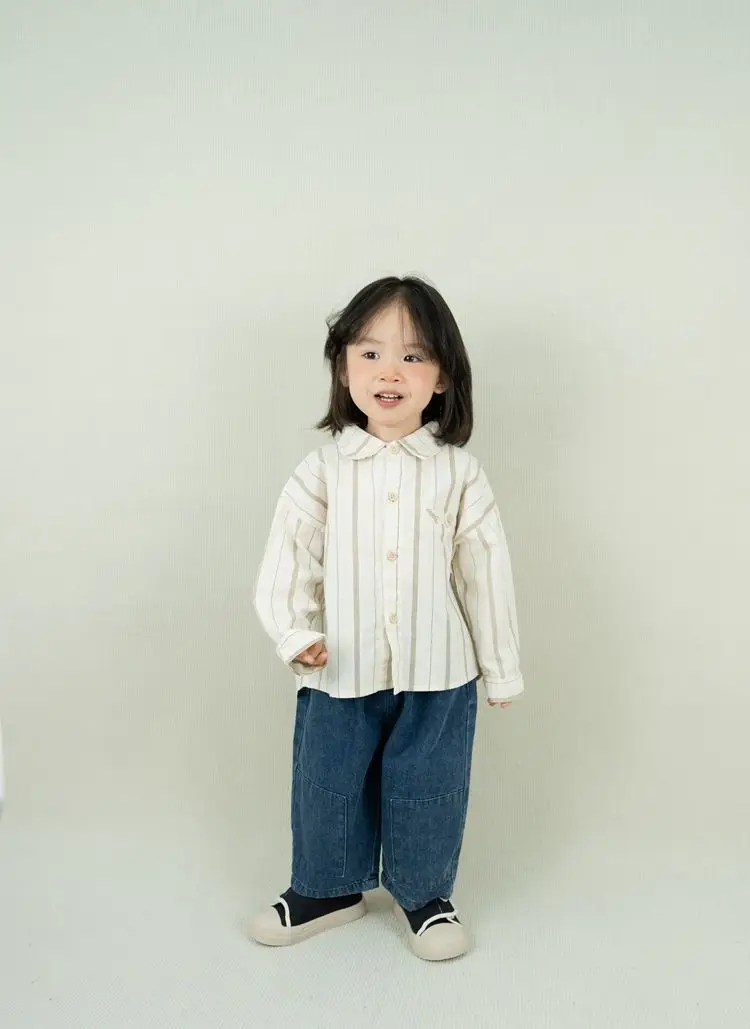 Japanese Style Striped Shirt for Boys Girls Spring New Korean Style Lapel Cardigan Set — feature 17