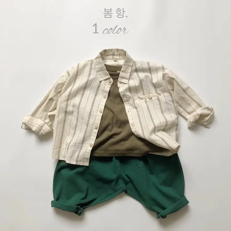 Japanese Style Striped Shirt for Boys Girls Spring New Korean Style Lapel Cardigan Set — feature 21