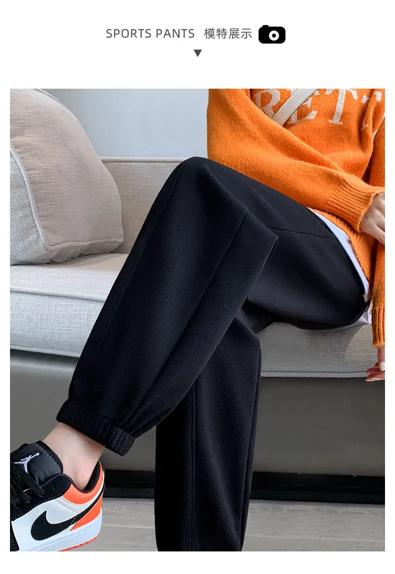 Women Gray Fleece Sweatpants Fall Winter Slimming Joggers — feature 12