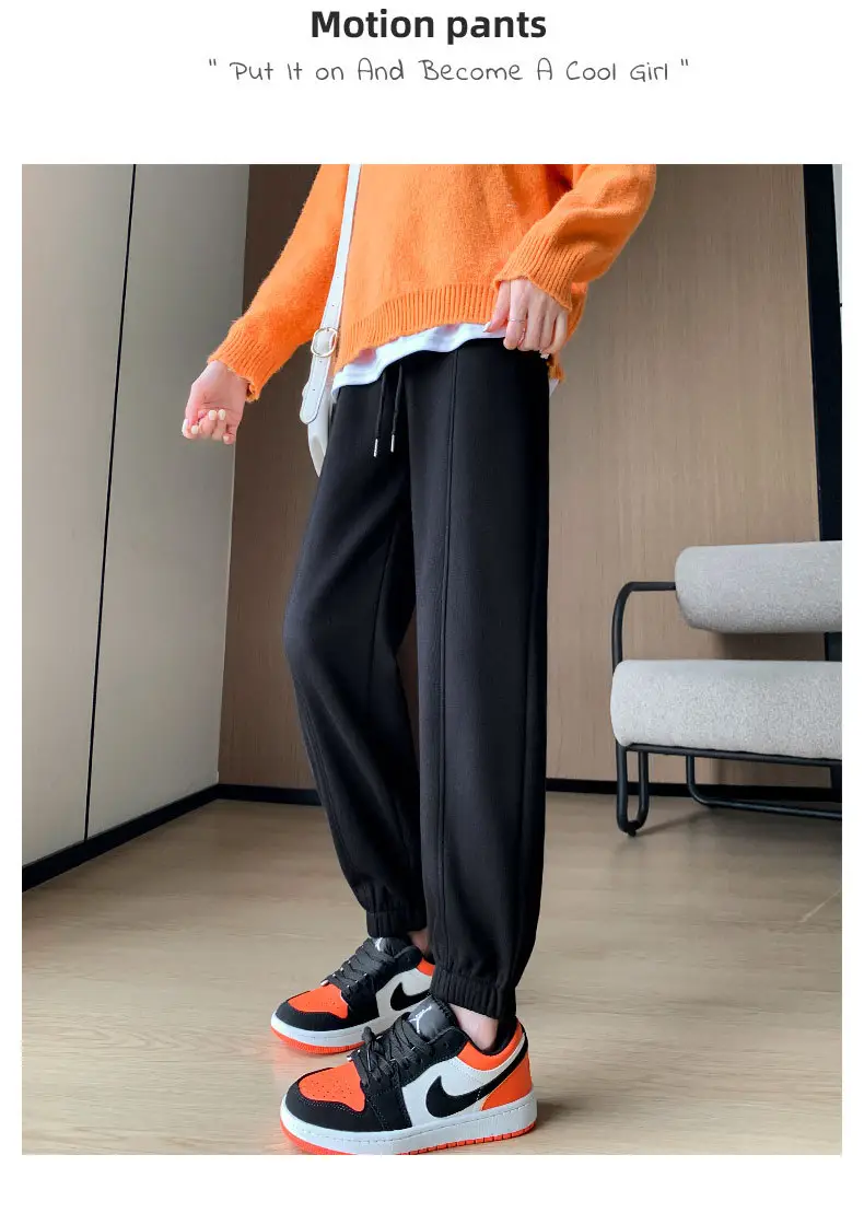 Women Gray Fleece Sweatpants Fall Winter Slimming Joggers — feature 13