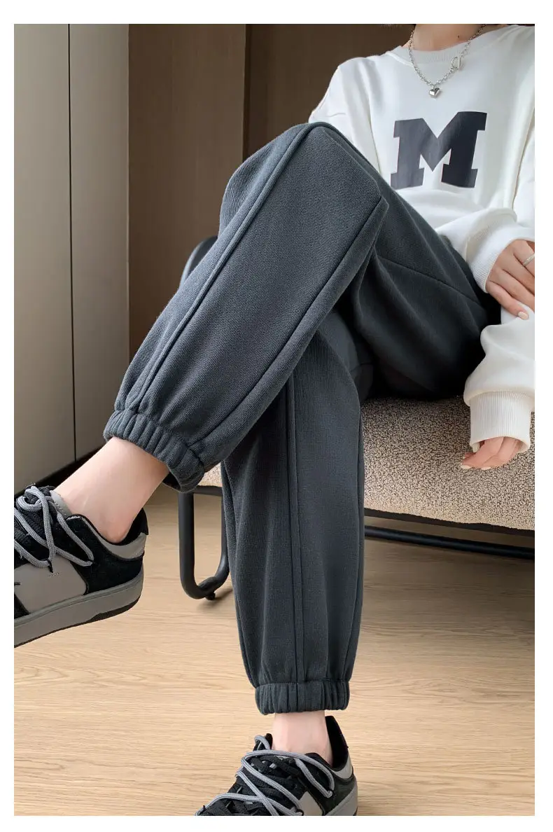 Women Gray Fleece Sweatpants Fall Winter Slimming Joggers — feature 20