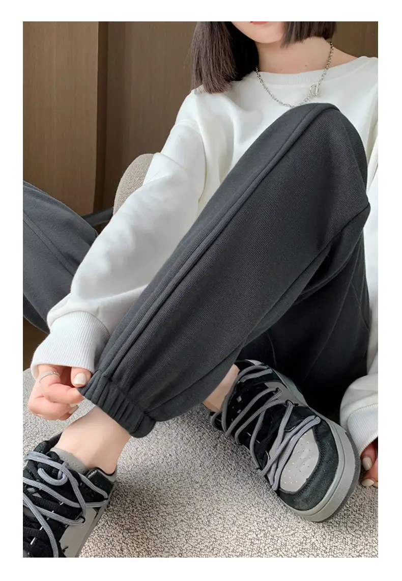 Women Gray Fleece Sweatpants Fall Winter Slimming Joggers — feature 21
