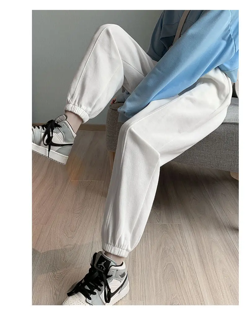 Women Gray Fleece Sweatpants Fall Winter Slimming Joggers — feature 23
