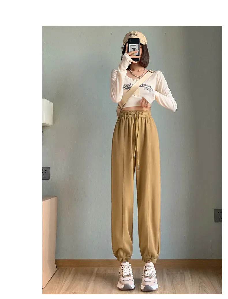 Women Gray Fleece Sweatpants Fall Winter Slimming Joggers — feature 25