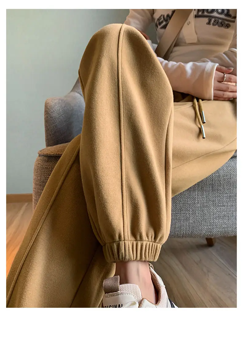 Women Gray Fleece Sweatpants Fall Winter Slimming Joggers — feature 26