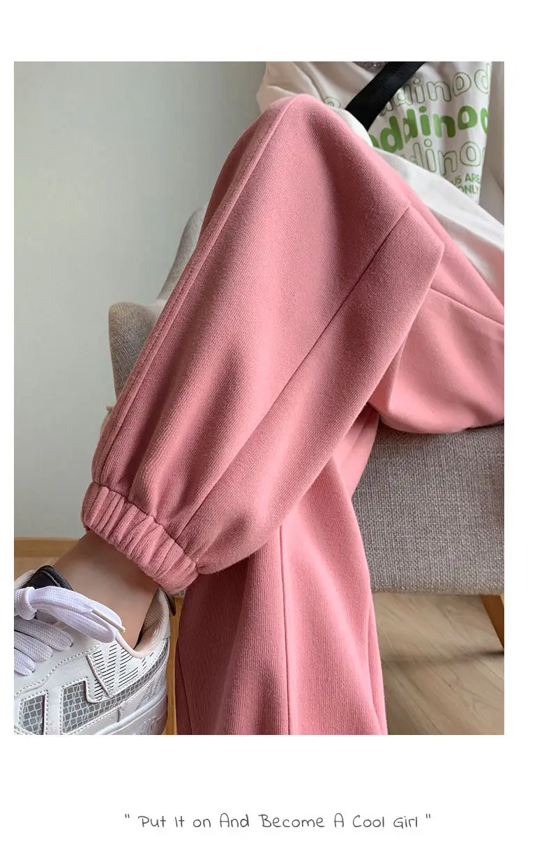 Women Gray Fleece Sweatpants Fall Winter Slimming Joggers — feature 27